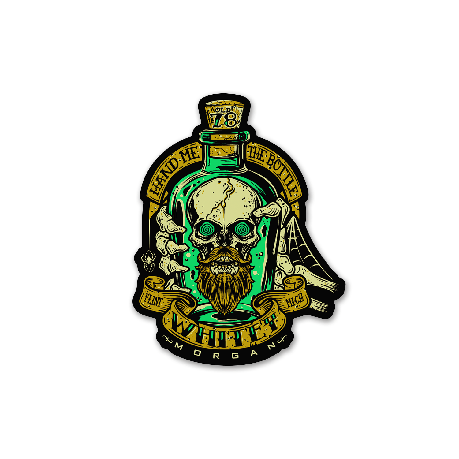 Hand Me The Bottle Skull Sticker